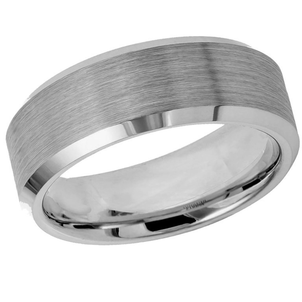 24 HRS SALE ONLY - UNISEX TUNGSTEN Ring 8mm Comfort Fit Beveled Edges Size 10